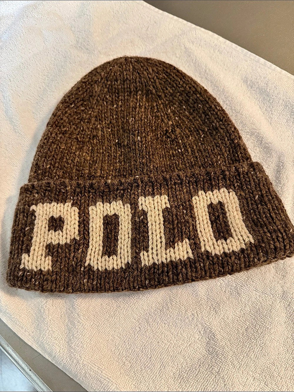 Polo Ralph Lauren RL67 Logo Knit Hat Brown & Cream